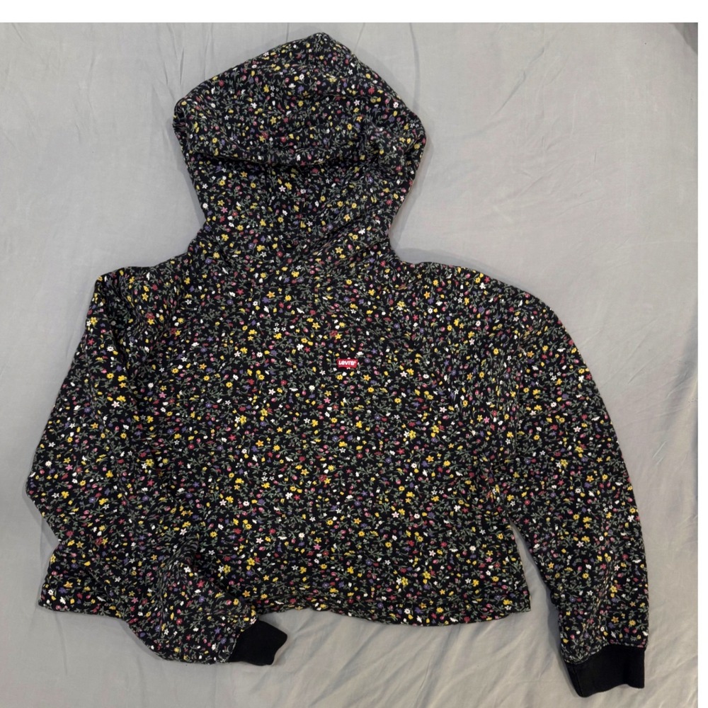 Vintage Levi's Cropped Floral Hoodie Sweater, 90s Levi Strauss‎ | Cotton,Size M